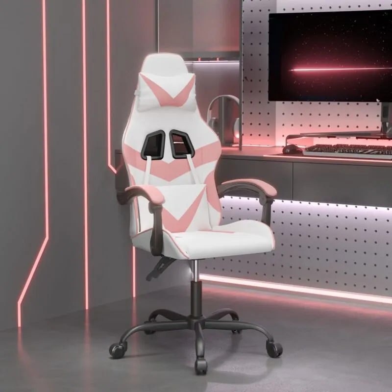 Maison Exclusive - Furniture Limited - Sedia da Gaming Bianco e Rosa in Similpelle