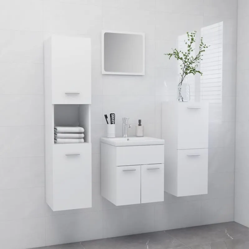 Furniture Limited - Set Mobili da Bagno Bianco in Legno - Wit