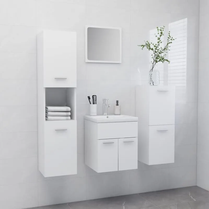 Furniture Limited - Set Mobili da Bagno Bianco in Truciolato - Wit