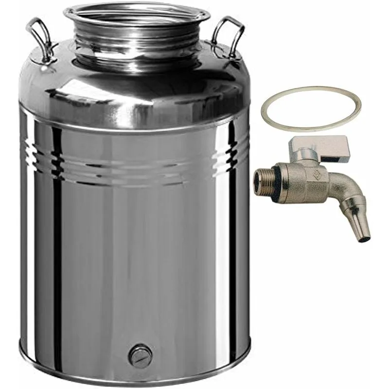 Fusto olio inox lt 30 + rubinetto -- - ø mm.310x480h