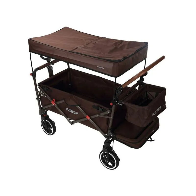 Fuxtec carrello pieghevole premium per il trasporto dei bambini con tettuccio CT850 MARRONE