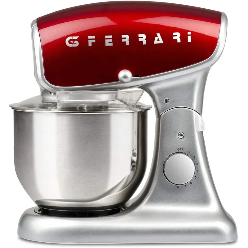 G2007506 Pastaio Deluxe Impastatore Professionale 5.2 Litri, 1200 w, Rosso/Argento - G3 Ferrari