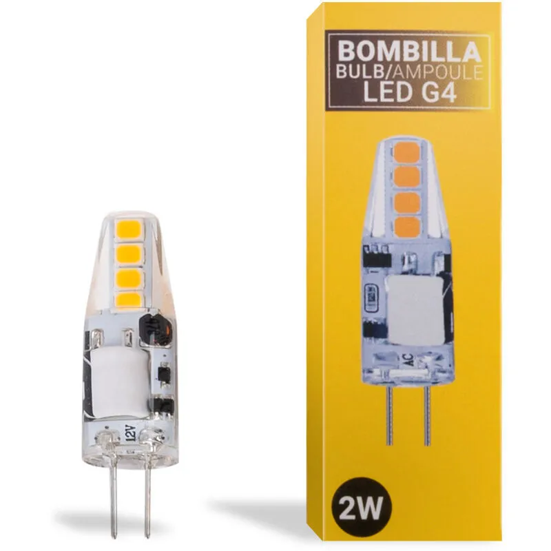 Barcelona Led - Lampadina led G4 bispina siliconata 12V ac/dc - 2W - Bianco Caldo