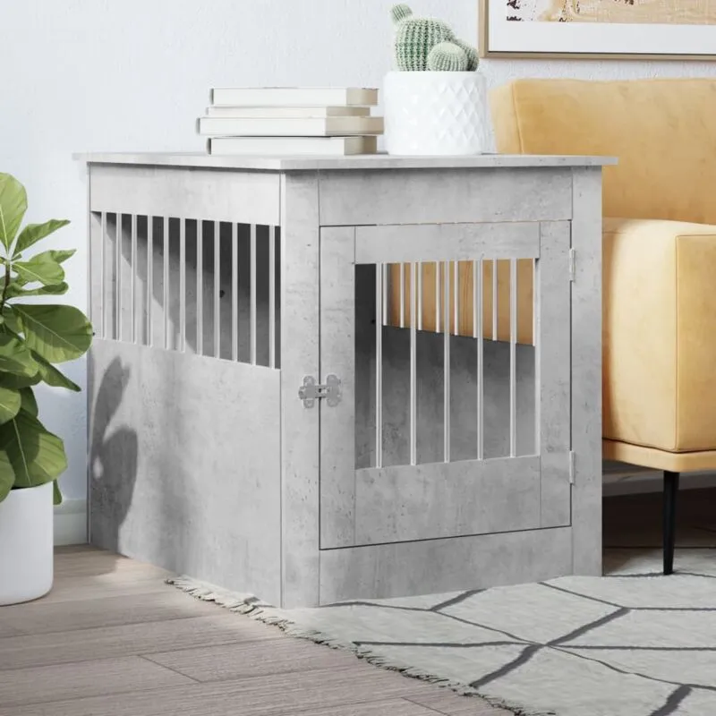 Vidaxl - Gabbia Cani Arredamento Grigio Cemento 64,5x80x71cm Multistrato