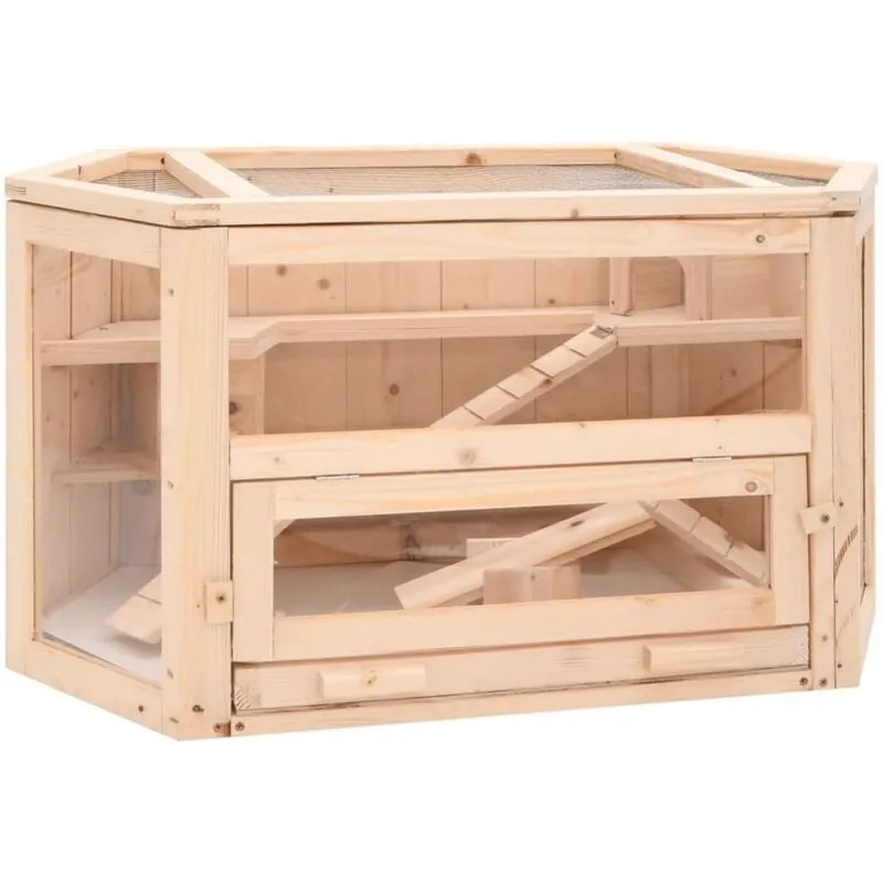 Gabbia per Criceti 80x40x43 cm in Legno Massello di Abete