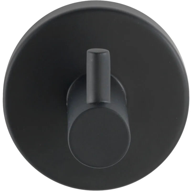 Gancio da Muro Portasciugamani Uno Bosio Nero, Gancio da Parete Porta Cappotto, Acciaio Inox, ø 5,5x5,5 cm, Nero opaco - 