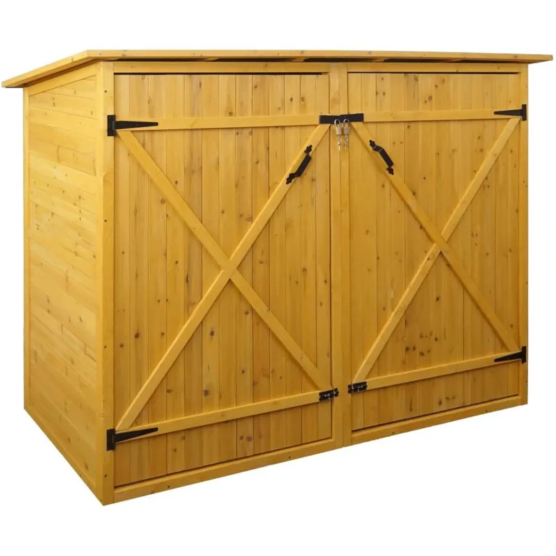 Garage armadio biciclette con serratura  670 legno box singolo 100x200x152cm legno chiaro - brown