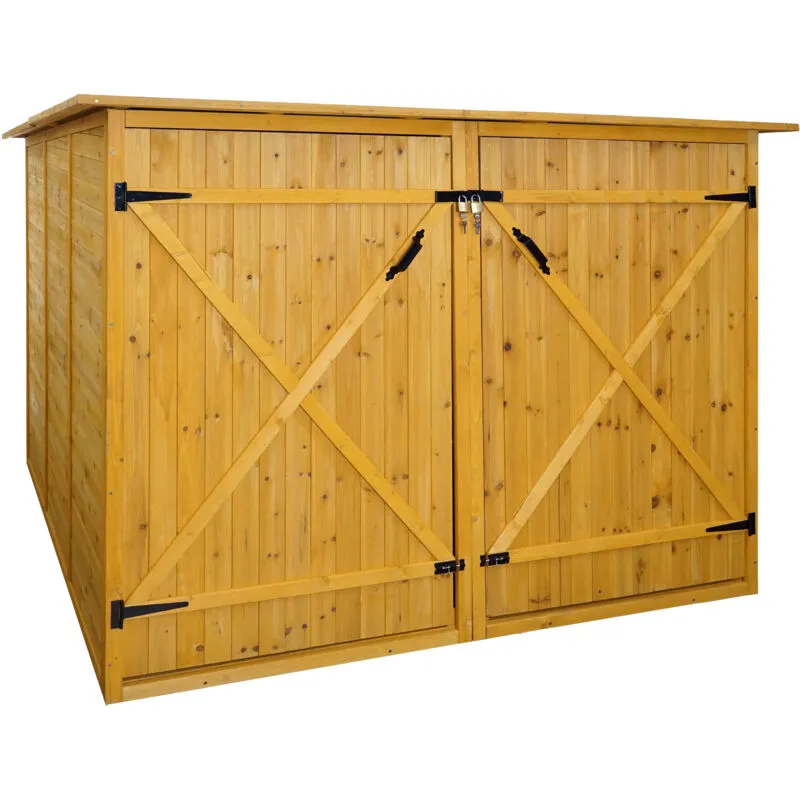  - Garage armadio biciclette con serratura 677 legno box doppio 200x200x151cm legno chiaro - brown