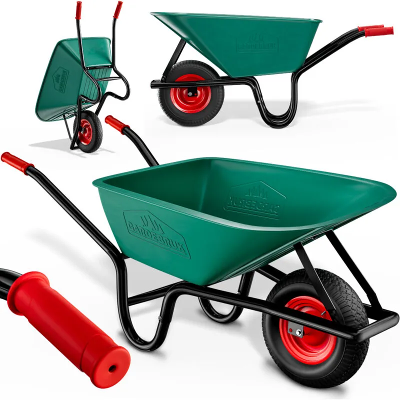 Gardebruk - Carriola da Giardino 100 Litri per Cantiere Edilizia Costruzione fino a 250 kg con pneumatici e vasca in plastica