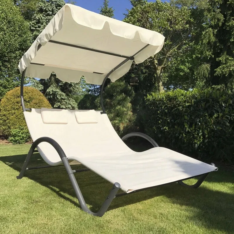 Garden Deluxe Collection - Lettino prendisole 2 posti con tettuccio parasole giardino piscina relax