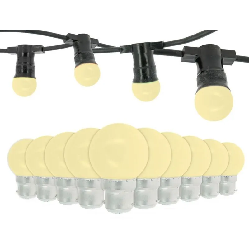 Guinguette Garland Professionale 10 Lampadine led B22 1W Bianco Caldo 10 metri Interconnesse