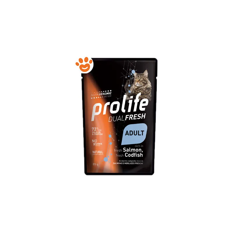 Cat Dualfresh Adult Salmone e Merluzzo - Confezione da 85 Gr - Prolife