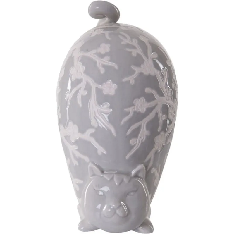 Giordanoshop - Gatto Soft 17,5 cm in Ceramica Grigio