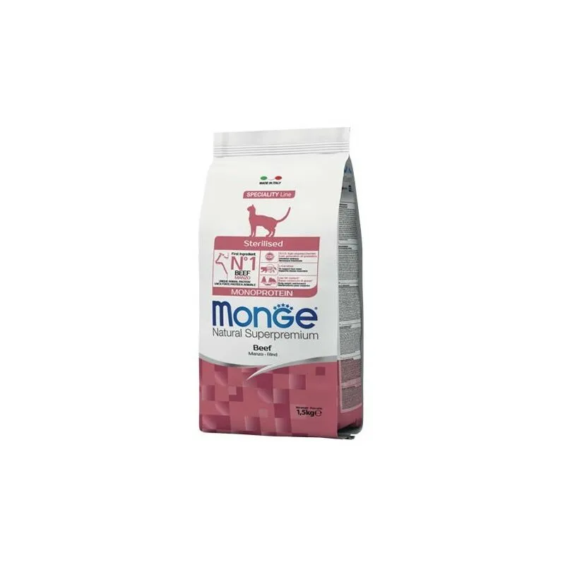 Monge - Natural Superpremium per Gatti Adulti Sterilizzati al Manzo da 1,5 Kg