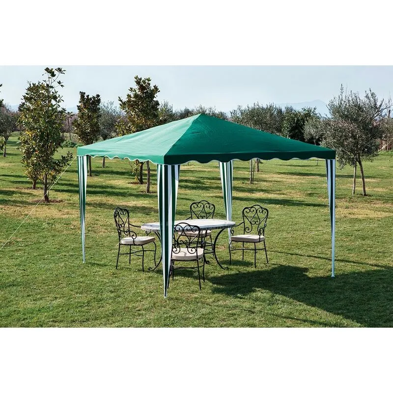 Gazebo in acciaio verniciato bianco top verde MT.3X3