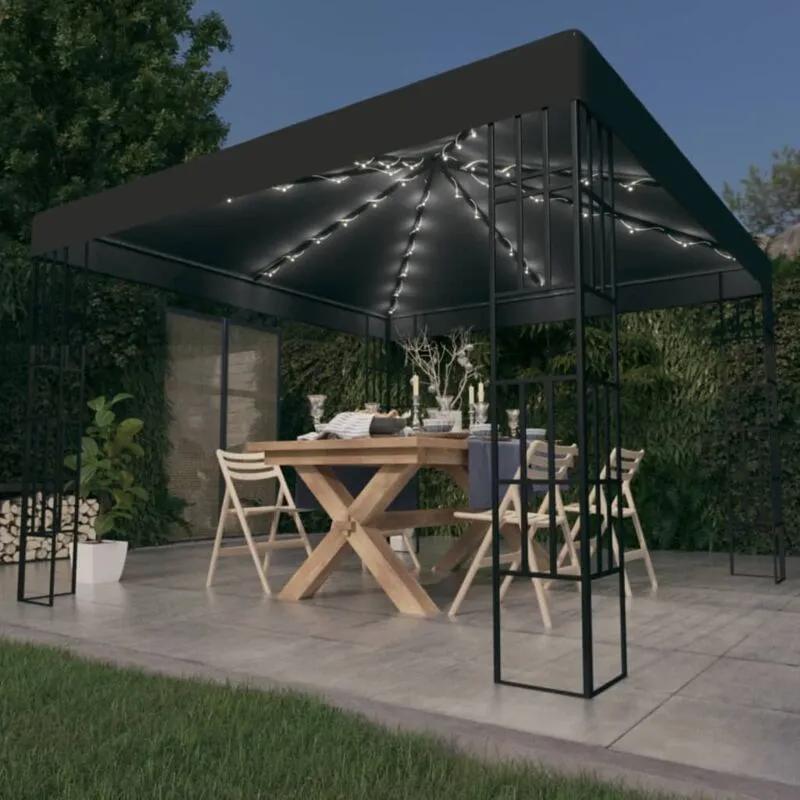 Vidaxl - Gazebo con Stringa di Luci led 3x3 m Antracite