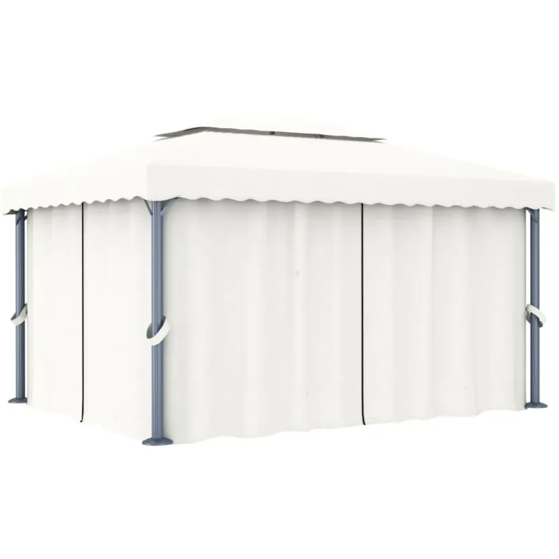 Vidaxl - Gazebo con Tende 4x3 cm Bianco Crema Alluminio