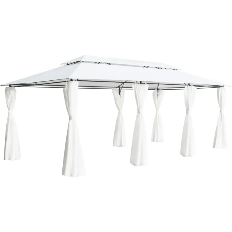 Vidaxl - Gazebo con Tende 600x298x270 cm Bianco 180g/m