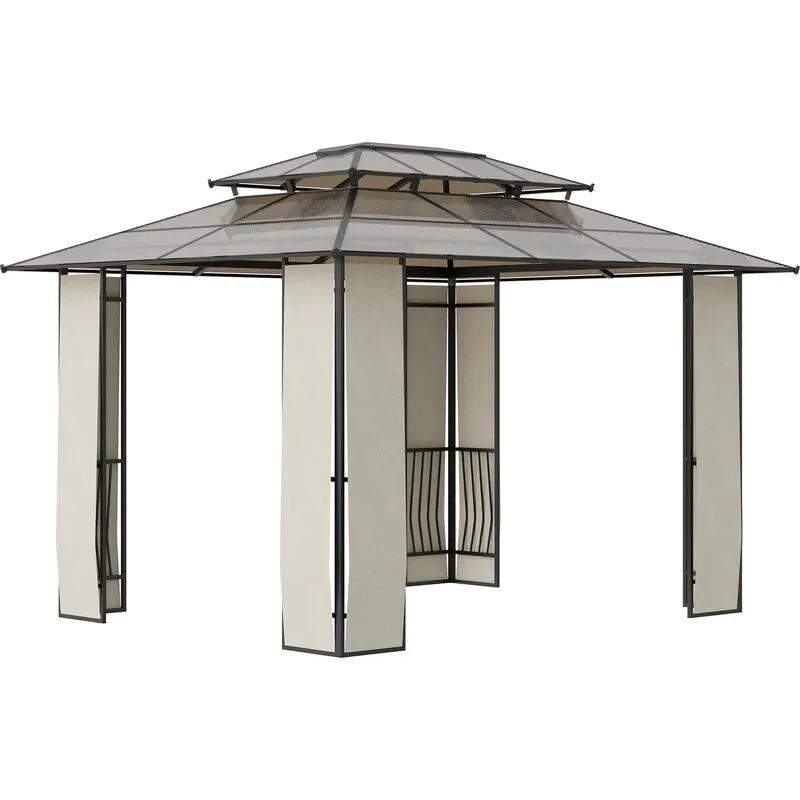 Giordanoshop - Gazebo da Giardino 3,65x3m in Acciaio e Alluminio Marrone