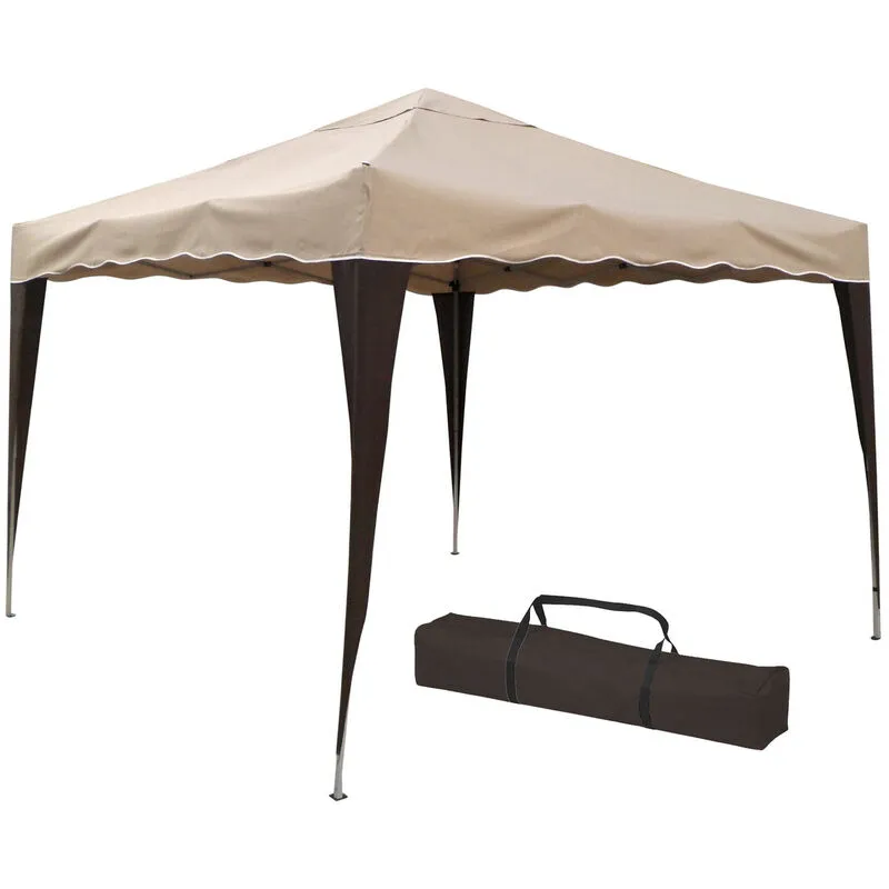 Biacchi - Gazebo Pieghevole 3 x 3 Trasportabile con Borsa in Metallo e Tessuto Verdelook - Colore: Beige