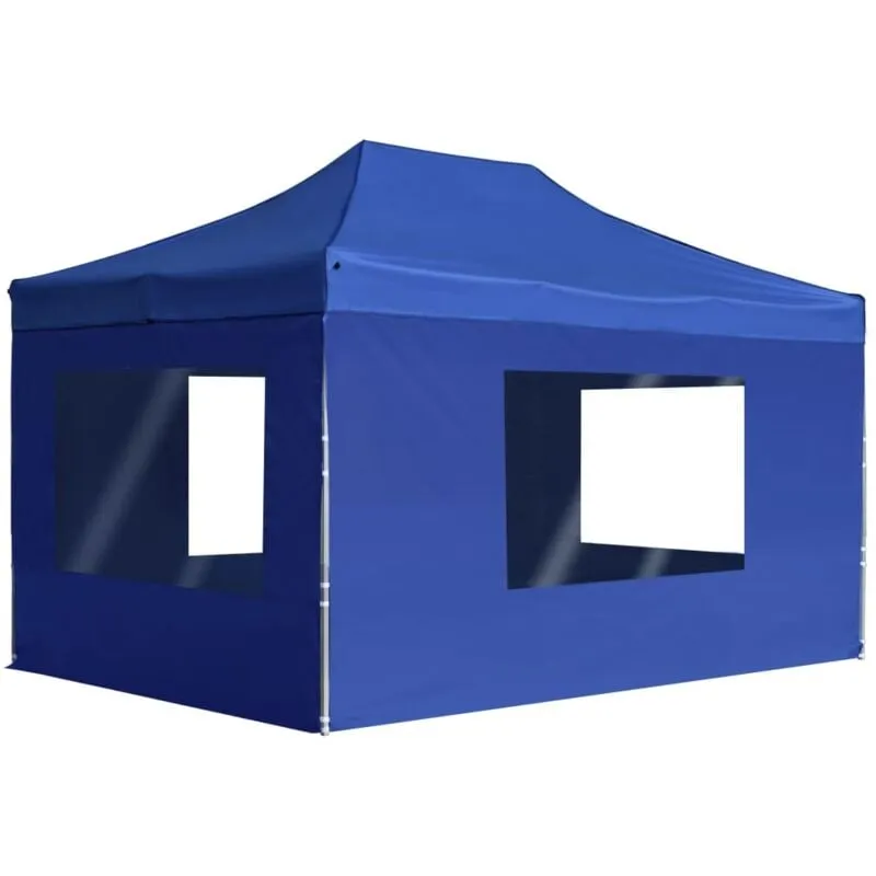 Gazebo Professionale Pieghevole Pareti Alluminio 4,5x3m Blu - Vidaxl