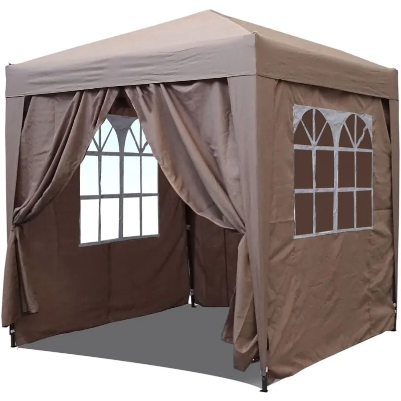 Gazebo Pop-Up 2,5 x 2,5 m Beige con 4 fianchi Easy fastening con 2 cerniere