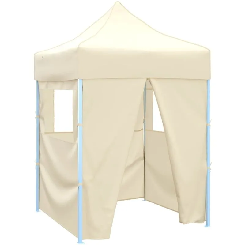 Vidaxl - Gazebo Professionale Pieghevole con 4 Pareti 2x2m Acciaio Crema