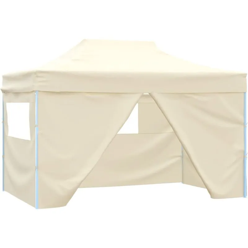 Vidaxl - Gazebo Professionale Pieghevole con 4 Pareti 3x4m Acciaio Crema