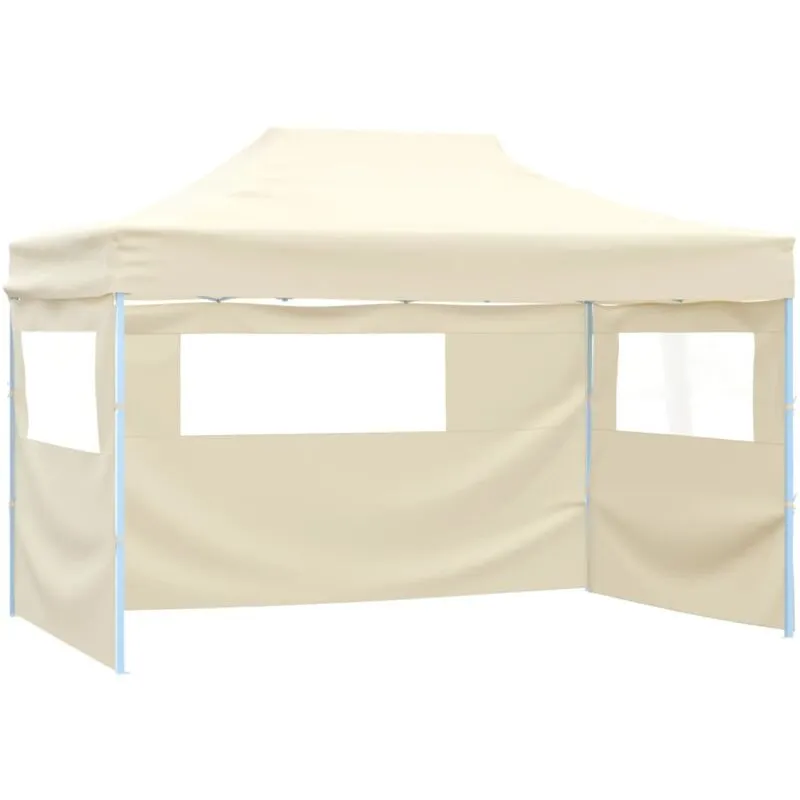 Vidaxl - Gazebo Professionale Pieghevole con 3 Pareti 3x4m Acciaio Crema