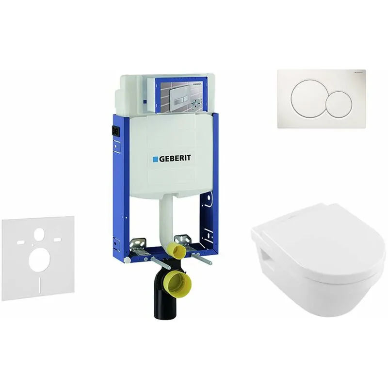  - Combifix - Modulo di installazione per wc sospesi con placca di comando Sigma01, bianco alpino + wc e copriwater DirectFlush, SoftClose,