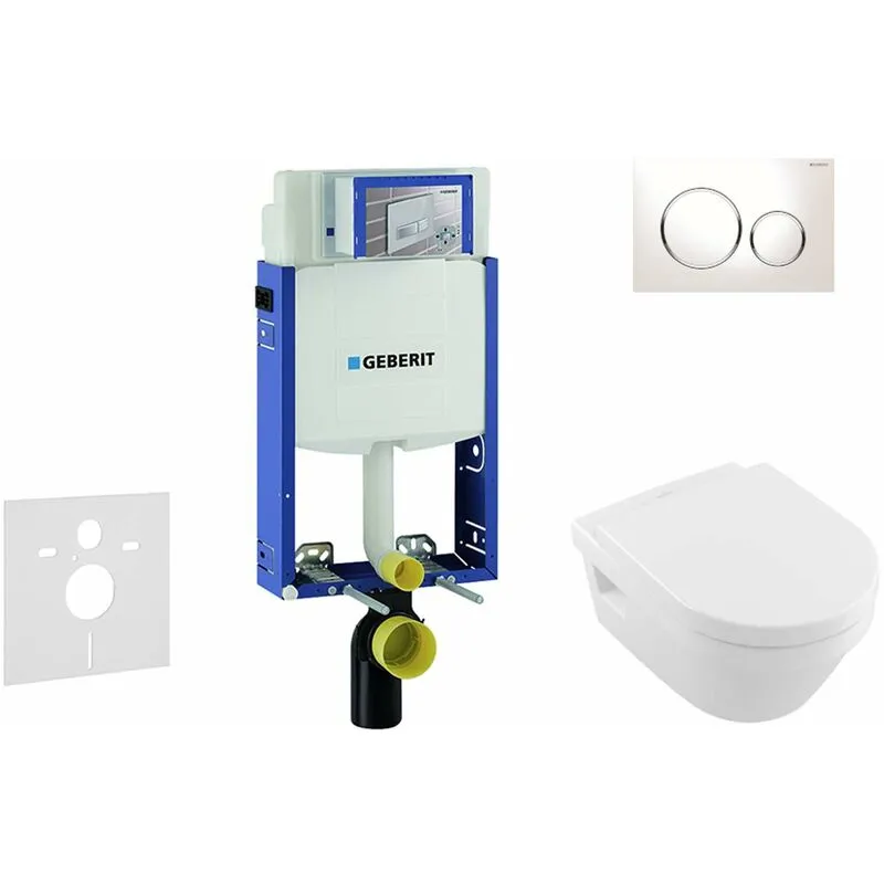  - Combifix - Modulo di installazione per wc sospesi con placca di comando Sigma20, bianca/cromo lucido + wc e copriwater DirectFlush,