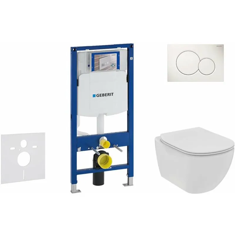  Duofix - Set di installazione a parete, WC e sedile Ideal Standard Tesi, placca Sigma01, Rimless, SoftClose, bianco alpi 111.300.00.5 NE1