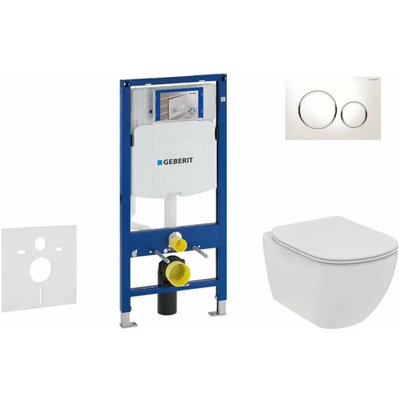 Duofix - Set di installazione a parete, wc e sedile Ideal Standard Tesi, placca Sigma20, Rimless, SoftClose, bianco/cromo 111.300.00.5 NE4 - 