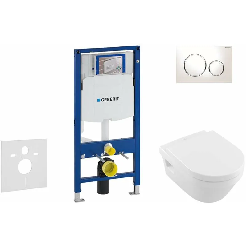  Duofix - Modulo di installazione per WC sospesi con placca di comando Sigma20, bianca/cromo lucido + WC e copriwater DirectFlush, SoftClose,