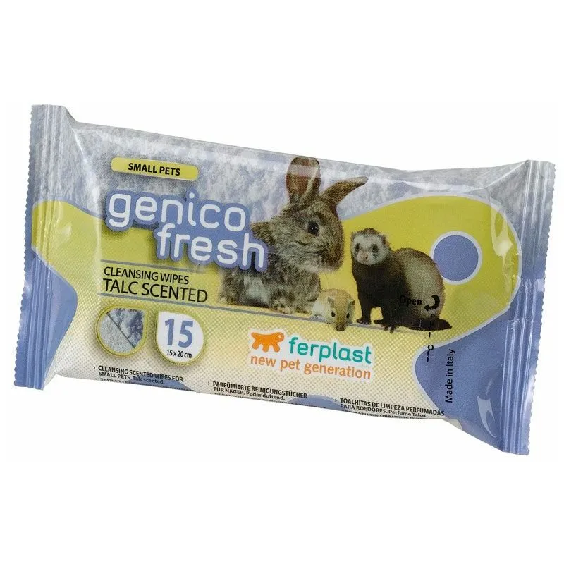 Genico fresh small pets Salviette detergenti umidificate. Al talco - 15 pezzi. Variante genico fresh small pets - Misure: 13 x h 20 cm - - Ferplast