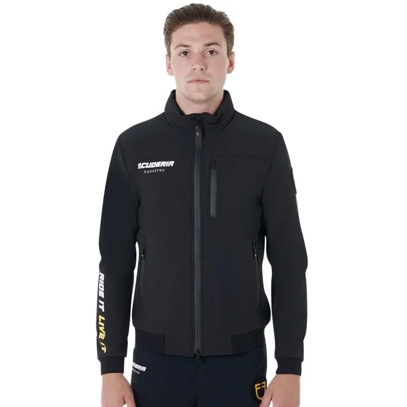 Giacca uomo da equitazione in tessuto tecnico con cappuccio estraibile Scuderia Equestro xs, Nero