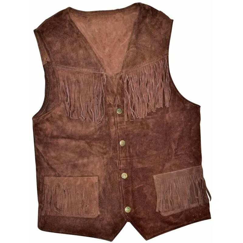 Lakota - Gilet western in pelle scamosciata con frange: xs, Marrone