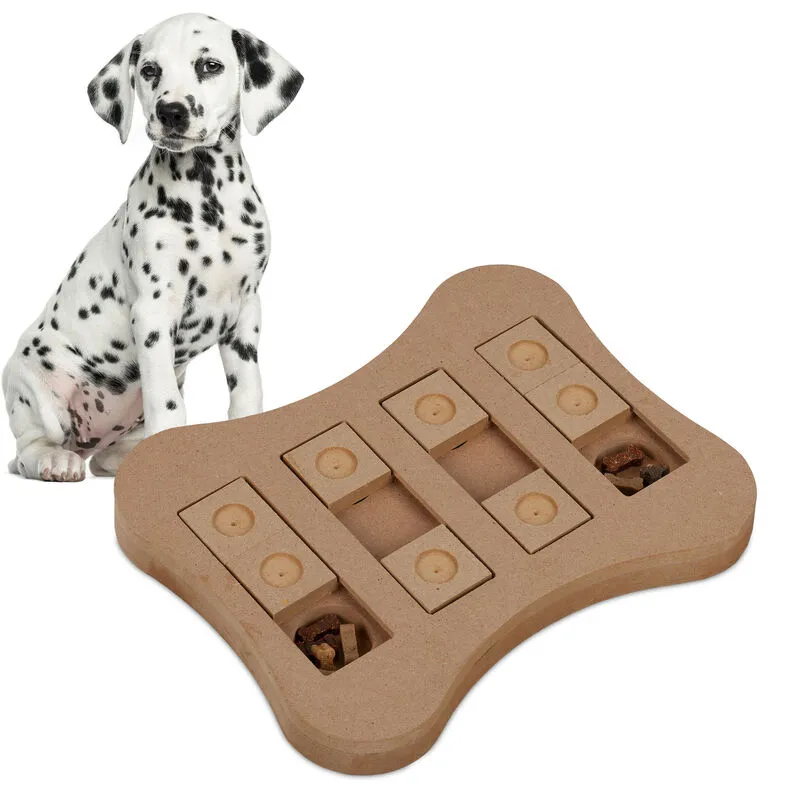 Relaxdays - Gioco Interattivo per Cani e Gatti, Giocattolo Attivazione Mentale e Olfattiva, Dog Puzzle, mdf, Marrone