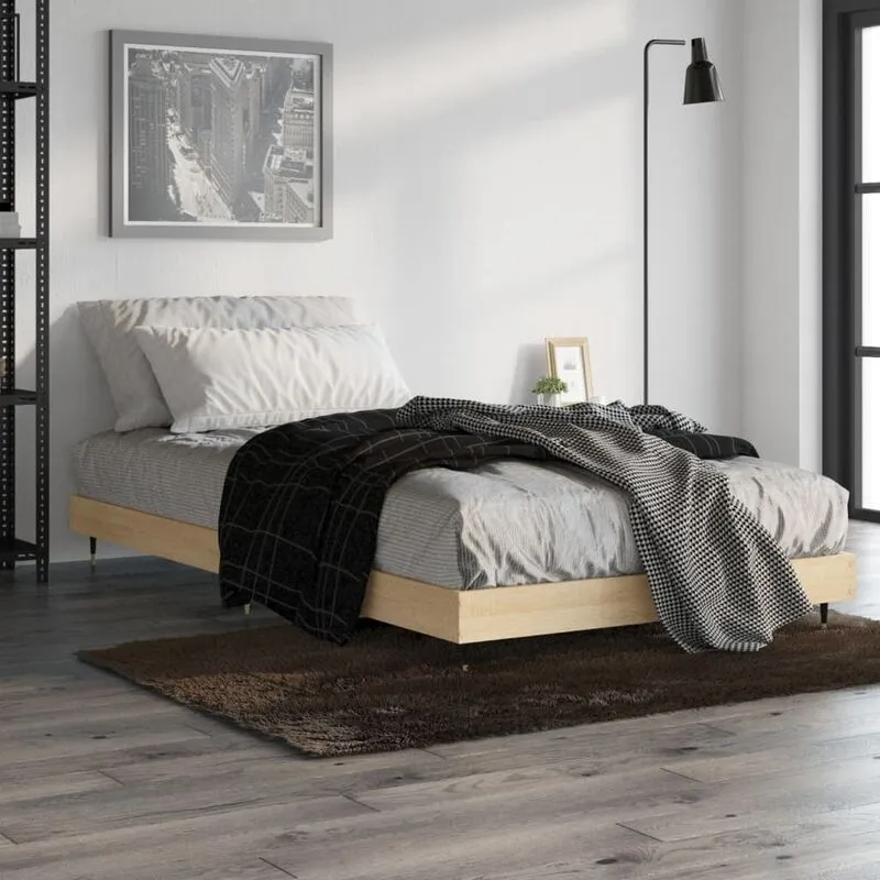 Letto adulto, Giroletto, Letto singolo Rovere Sonoma 100x200 cm in Legno Multistrato Vidaxl