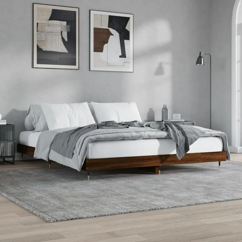 Letto adulto, Giroletto, Letto matrimonial Rovere Marrone 120x200 cm in Legno Multistrato Vidaxl