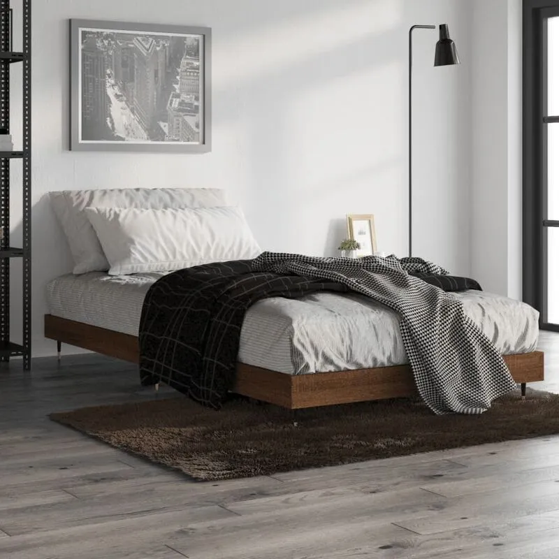 Letto adulto, Giroletto, Letto singolo Rovere Marrone 100x200 cm in Legno Multistrato Vidaxl