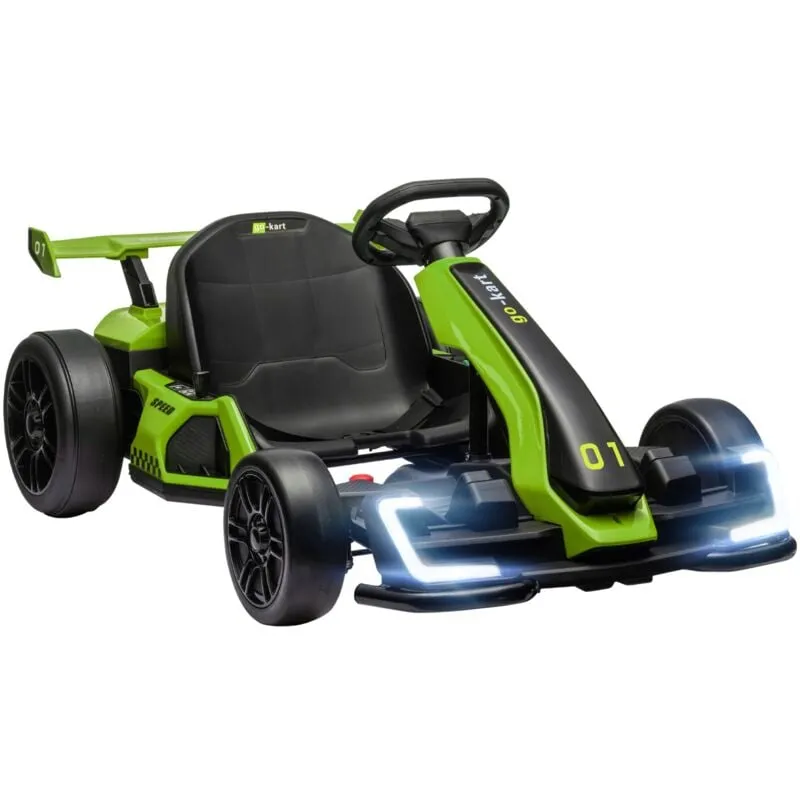 Go Kart Elettrico per Bambini 24V 12km/h con Seggiolino Regolabile Verde