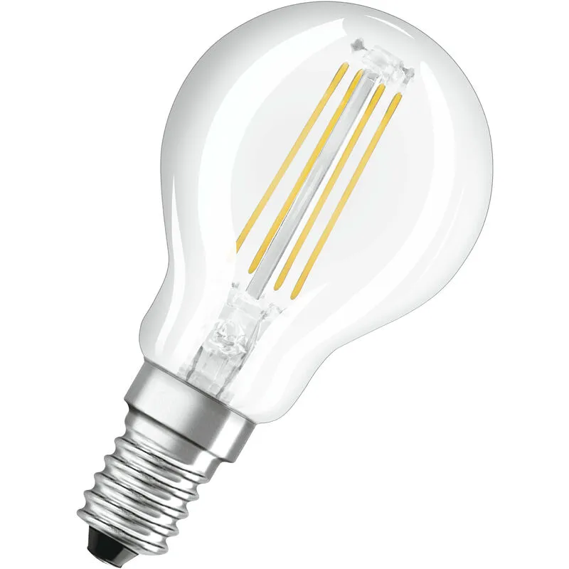 Lampada led - E14 - bianco caldo - 2700 k - 4 w - Sostituisce lampade ad incandescenza 40W - chiara - led base classic p - Confezione da 5 - 