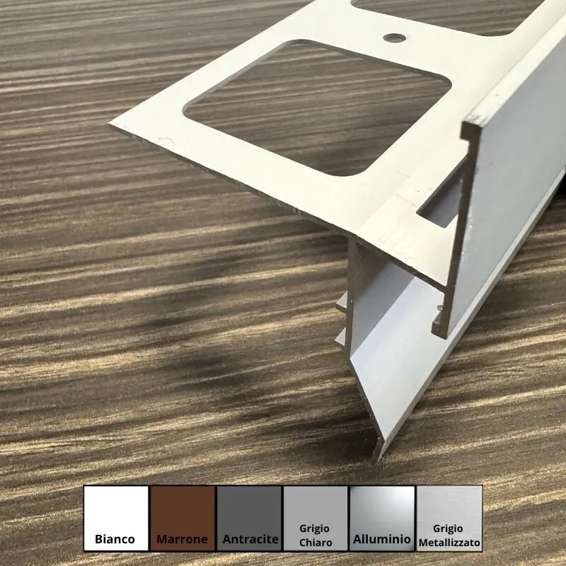 Dakiviva - Gocciolatoio/Angolare/Giunzione flux in Alluminio per Balconi e Terrazze - Barra da 2,7 metri : Finitura - testa di moro ral 8019, Modello