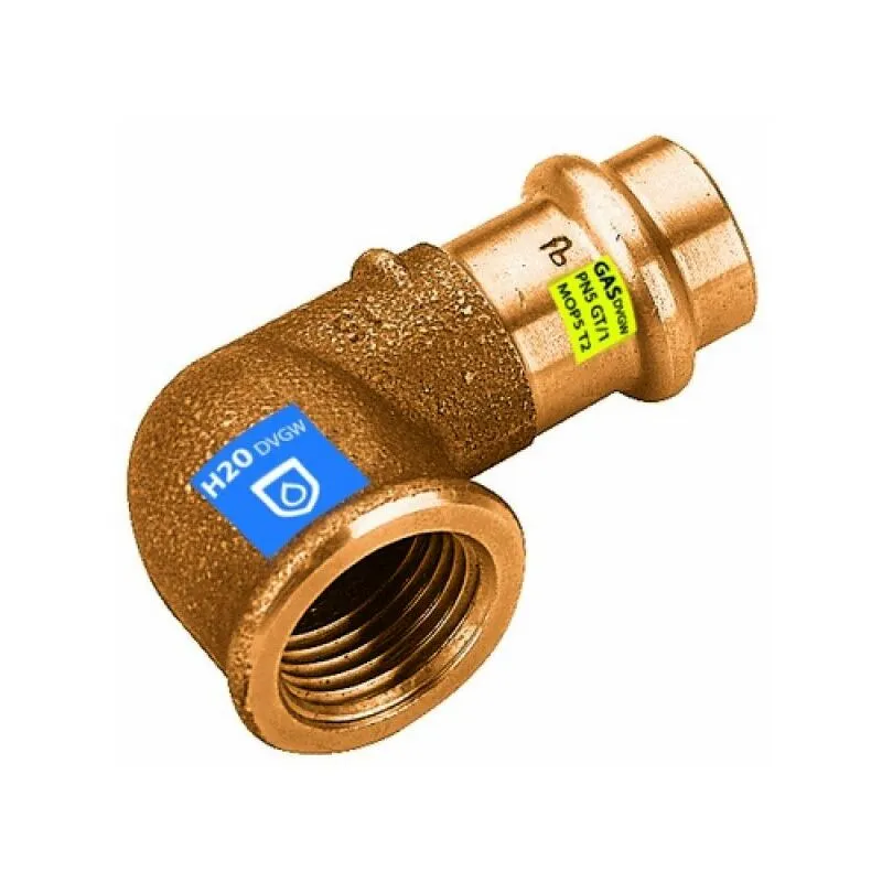 GOMITO 90° IN BRONZO A PRESSARE F X FIL F ACQUA/GAS Diam. 22 x 3/4