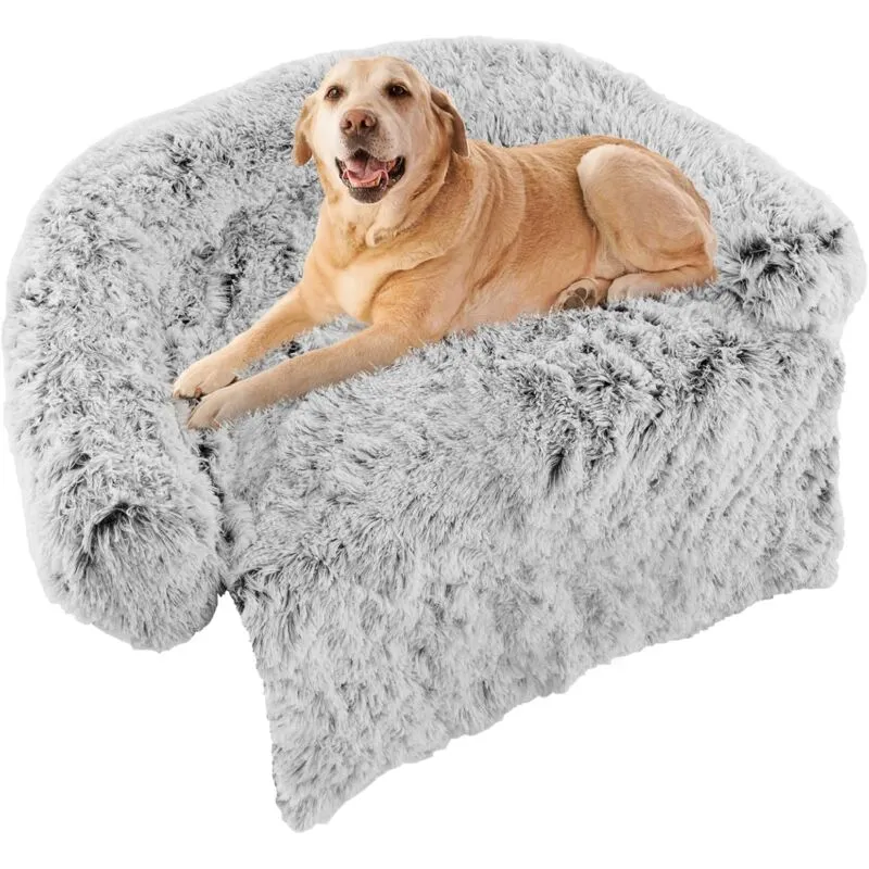 Letto per Cani in Peluche, Tappettini da Letto per Cani con Rivestimento Rimovibile e Lavabile, Cuccia per Animali Domestici (l, Grigio) - Goplus