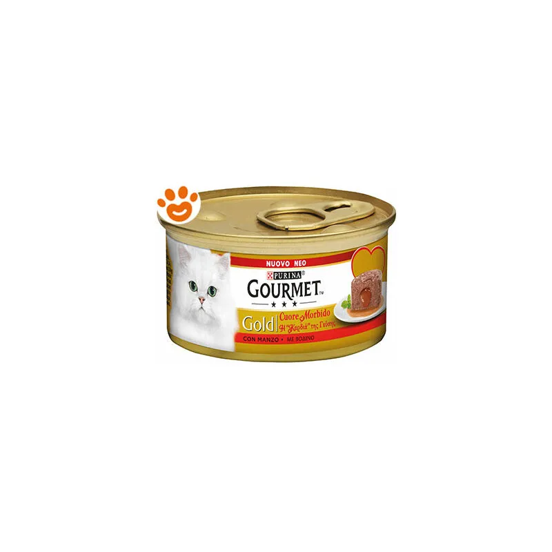 Gourmet Gold Gatto Cuore Morbido 85 gr - tortini cuore morbido con Manzo 85 gr - 