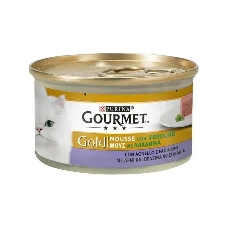 Gold Mousse per Gatto con Verdure da 85 gr Agnello e Fagiolini - 