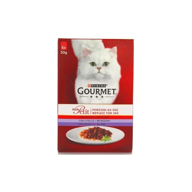 Gourmet Monpetit Multipack per Gatto da 6x50gr Manzo Vitello e Agnello