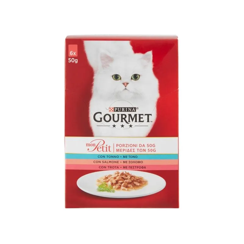 Gourmet Monpetit Multipack per Gatto da 6x50gr Tonno Salmone e Trota